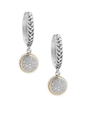 Effy 18k Yellow Gold, 0.15 Tcw Diamond & Sterling Silver Drop Earrings