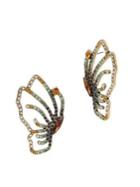 Betsey Johnson Tortifly Goldtone & Crystal Butterfly Wings Drama Stud Earrings