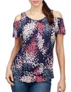 Lucky Brand Floral Printed Cold Shoulder Top