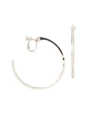 Vince Camuto Silvertone & Pave Crystal C-hoop Earrings