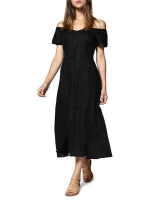 Sanctuary Meet Me At The Sunset Linen Off-the-shoulder Dress