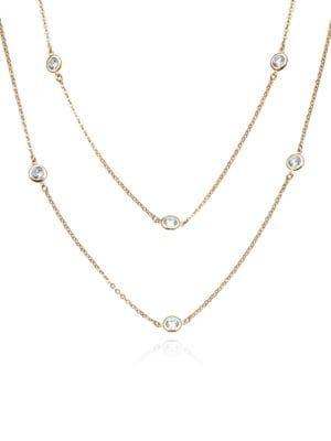 Crislu 18k Rose Gold Plated Layered Necklace