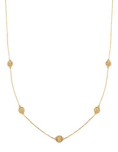 Lord & Taylor 18k Yellow Gold Beaded Station Necklace