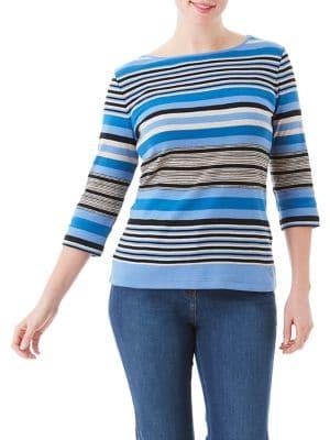 Olsen Boatneck Multi-stripe Top