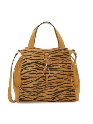 Vince Camuto Ames Leather-trimmed Tiger-print Calf Hair Satchel