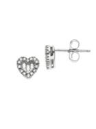 Lord & Taylor 14 Kt White Gold 0.14 Tcw Diamond Pave Earrings