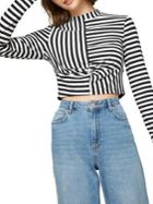 Miss Selfridge Knotted Funnel Neck Stripe Top