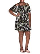 City Chic Plus Maui Frills Cold-shoulder Dress