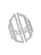 Effy Diamond Pave & 14k White Gold Geometric Cutout Ring