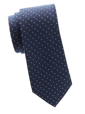 Black Brown Woven Silk Mini Dot Tie