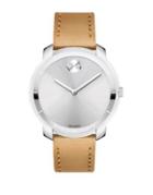 Mid-size Movado Bold Crystal Leather-strap Watch