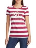 Lauren Ralph Lauren Logo Striped Cotton-blend Tee