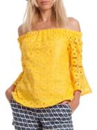 Trina Turk Straight-fit Floral Lace Off-the-shoulder Top