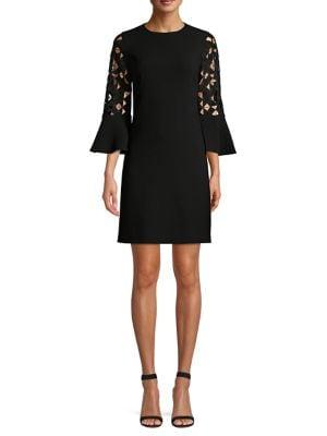 Elie Tahari Esmarella Lace Eyelet Bell-sleeve Shift Dress