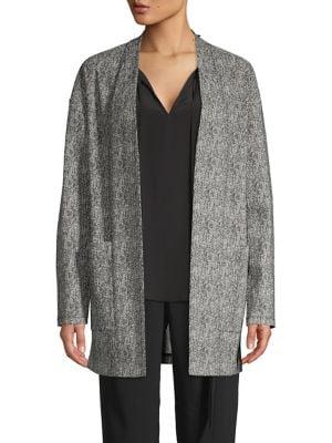 H Halston Printed Open-front Cardigan