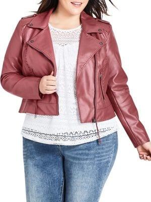 City Chic Plus Whip Stitch Biker Jacket