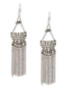 Design Lab Lord & Taylor Crystal And Silver Fringe Chandelier Earrings