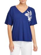 Lauren Ralph Lauren Lace-embroidered Jersey Top