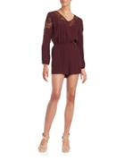 Bb Dakota Lace Accented Long Sleeved Romper