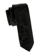 Black Brown Macey Flocked Floral Slim Tie