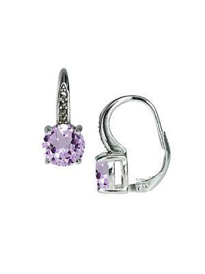 Lord & Taylor Marcasite And Amethyst Drop Earrings