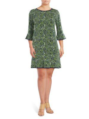 Michael Michael Kors Plus Paisley Bell-sleeve Dress