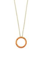 Effy Orange Sapphire And 14k Yellow Gold Round Pendant Necklace