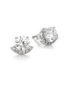 Crislu Classic Crystal, Sterling Silver And Pure Platinum Accented Brilliant Stud Earrings
