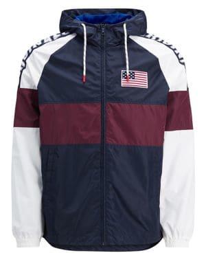 Jack & Jones Regular-fit Embroidered Colorblock Hooded Jacket