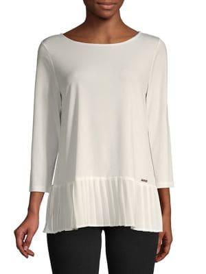 Ivanka Trump Three-quarter Sleeve Ruffled Hem Tunic