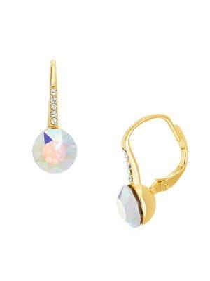 Lord & Taylor 925 Sterling Silver & Faceted Swarovski Crystal Round Earrings