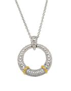 Lord & Taylor Diamond, Sterling Silver And 14k Yellow Gold Circle Pendant Necklace