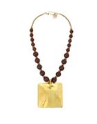 Robert Lee Morris Collection Square Pendant Beaded Necklace