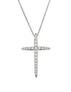 Lord & Taylor Diamond, 14k White Gold Cross Pendant Necklace