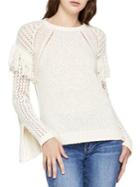 Bcbgeneration Fringe-trimmed Slit-sleeve Knit Top