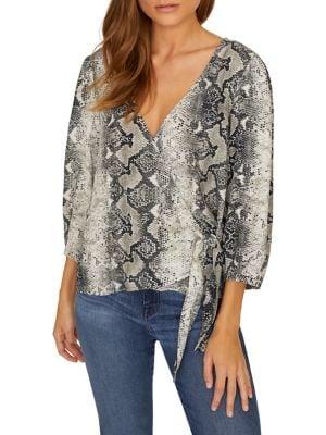 Sanctuary Snake-print Wrap Top