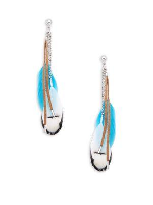 Design Lab Lord & Taylor Feather Linear Drop Earrings