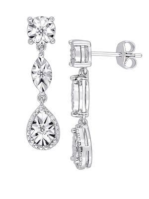 Sonatina Diamond And Sterling Silver Three-tier Dangle Earrings