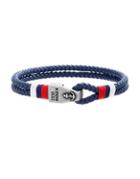 Steve Madden Leather And Stainless Steel Braided Double-strand Bracelet