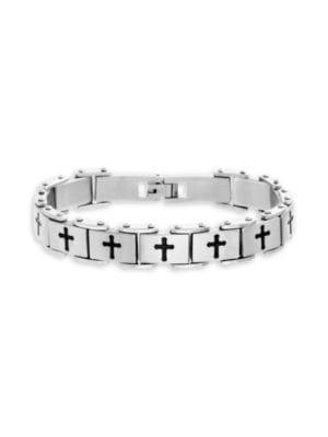 Lord & Taylor Men's Stainless Steel Square Cross Link Bracelet