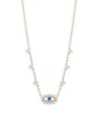 Nadri Blue Crystal And Nano Crystal Fortune Evil Eye Pendant Necklace