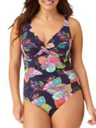 Anne Cole Womens Cactus Floral Twist-front Printed Tankini