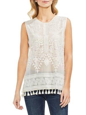 Vince Camuto Tropic Heat Aztec Tassel Sleeveless Top