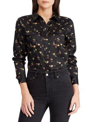 Lauren Ralph Lauren Petite Floral Cotton Sateen Shirt