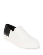 Free People Varsity Contrast Leather And Calf Hair Slip-on Sneakers