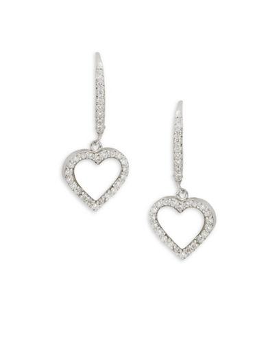 Lord & Taylor Sterling Silver And Cubic Zirconia Heart Earrings