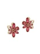Anne Klein Goldtone And Glass Stone Flower Clip-on Earrings