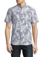 Black Brown Tropical Short-sleeve Button Down Shirt