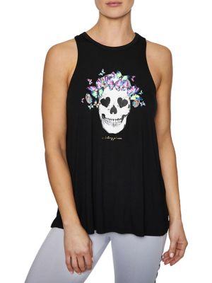 Betsey Johnson Butterfly Skull Racerfront Swing Tank Top