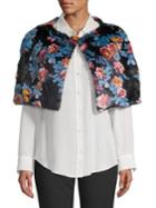 Laundry By Shelli Segal Printed Floral Faux-fur Cape